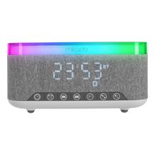 MIKADO MD-W8, 10W, Taşınabilir, USB/TYPE-C/BT/TF, RGB Işıklı, 1200mAh, 15W Kablosuz Şarj, Gece Lambası, Alarmlı Saat, Bluetooth Speaker