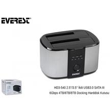 EVEREST HD3-540, 2.5" ve 3.5" Disk Uyumlu, USB 3.0, İki Disk Yuvalı, Dock Station