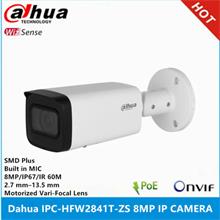 DAHUA IPC-HFW2841T-ZAS-27135 8Mpix, 2,7-13,5mm Motorize Lens, H265+, 80Mt Gece Görüşü, Dahili Mikrofon, Starlight, IP67,  PoE Bullet IP Kamera