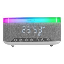 MIKADO MD-W8, 10W, Taşınabilir, USB/TYPE-C/BT/TF, RGB Işıklı, 1200mAh, 15W Kablosuz Şarj, Gece Lambası, Alarmlı Saat, Bluetooth Speaker