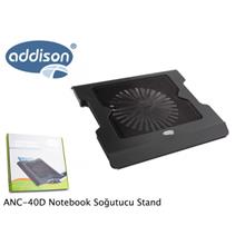 ADDISON ANC-40D, 20cm Fan, 10"-16" Notebook Soğutucu, 4 USB 2.0 Giriş, Mavi Ledli Fan(Siyah)