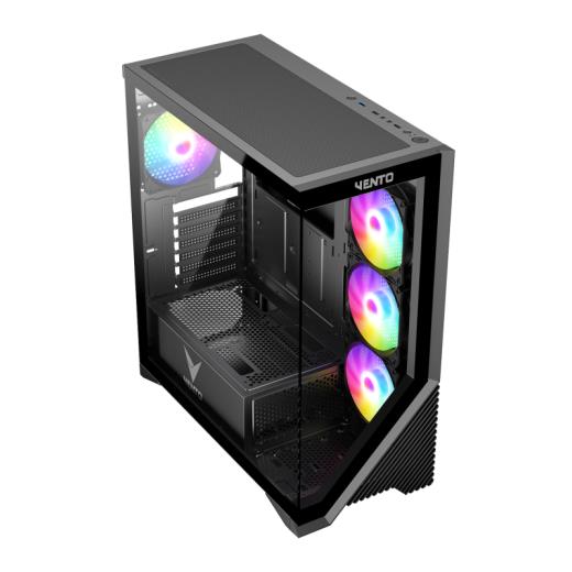 VENTO VG4202FL Mid Tower, 750W 80+ Siyah, Temperli Cam, RGB, ATX GAMING KASA