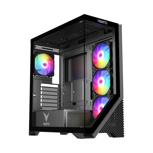 VENTO VG4202FL Mid Tower, 850W 80+ Siyah, Temperli Cam, RGB, ATX GAMING KASA