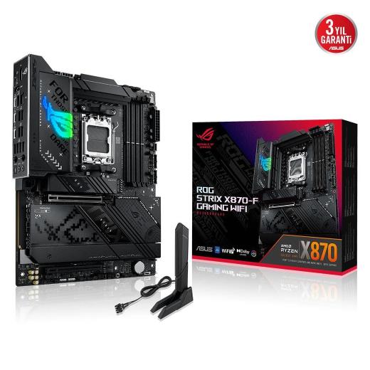 ASUS ROG STRIX X870-F GAMING WIFI, 4xDDR5, 4xM.2, HDMI, DP, Type-C, Wi-Fi 7, Bluetooth v5.4, AM5 Soket GAMING Anakart