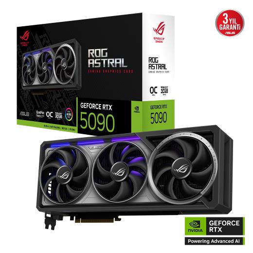 ASUS ROG-ASTRAL-RTX5090-O32G-GAMING, 32Gb, 512Bit, GDDR7, 2xHDMI, 3xDP GAMING Ekran Kartı