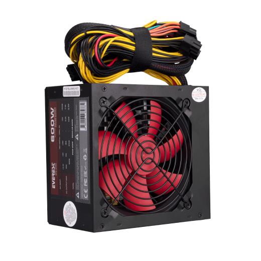 EVEREST EPS-600A, Peak 600W, 12cm Fan, ATX, Aktif PFC, GAMING Power Supply (PSU)
