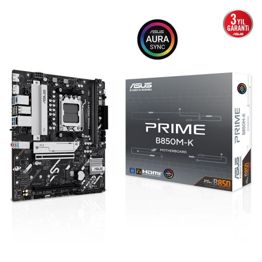 ASUS PRIME B850M-K, 2xDDR5, 2x M.2, DP, HDMI, AM5 Soket Anakart