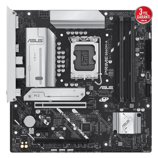 ASUS PRIME B860M-A-CSM, 8666MHz, 4xDDR5 2xM.2, HDMI, 2xDP, Type-C, Intel Core Ultra CPU(Seri 2), LGA1851 Soket Anakart