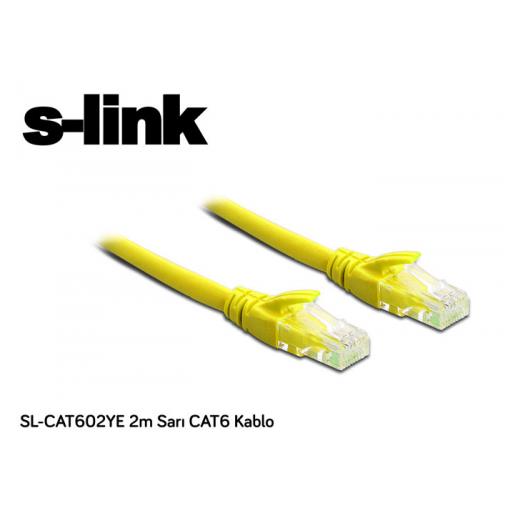 S-LINK SL-CAT602YE, CAT6, Patch, 2Mt, Kablo (Sarı)