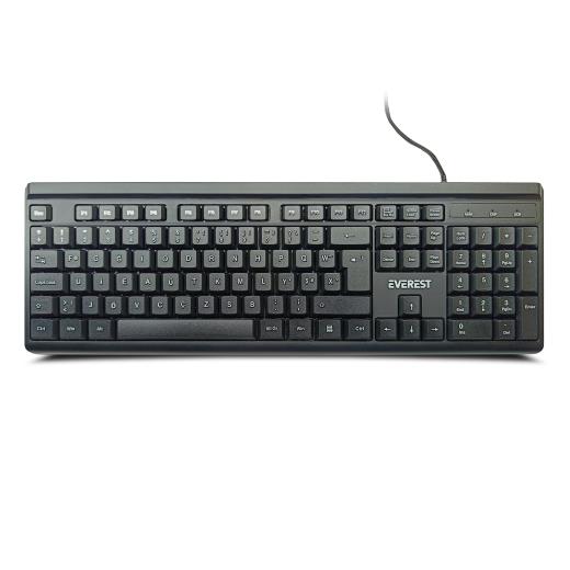 EVEREST KB-741F, USB Kablolu, Türkçe F,  2 metre Bakır Kablolu, Standart Klavye (Siyah)