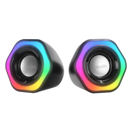 MIKADO MD-176, 6W, 1+1, Masaüstü, RGB Aydınlatma, USB, Siyah Kasa, Speaker