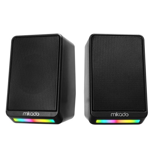 MIKADO MD-178, 6W, 1+1, Masaüstü, RGB Aydınlatma, USB, Siyah Kasa, Speaker