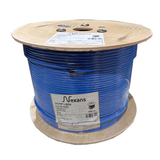 NEXANS NEX1611TB5, MAVİ, CAT6, 500M, 23AWG (0,58mm), UTP, %100 Bakır, LSZH Halogen Free, Makara, Kablo