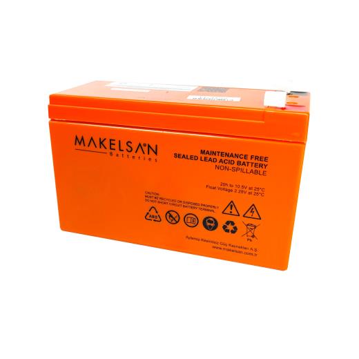 MAKELSAN 12V 9Ah, Bakımsız, Kuru Akü. UPS için Uygundur.
