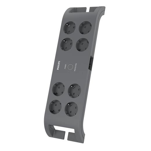 PHILIPS SPN3180A/62, 8 Soket, Akım Korumalı Priz, 2400 Joules, 2Mt Kablo, (Gri)