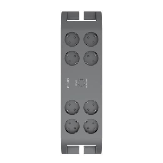 PHILIPS SPN3180A/62, 8 Soket, Akım Korumalı Priz, 2400 Joules, 2Mt Kablo, (Gri)