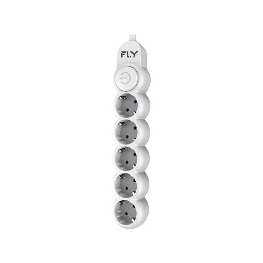 FLY 3394-01, 5 Soket, Akım Korumalı Priz, 2.1A, Anahtarlı, 2Mt Kablo, (Beyaz)