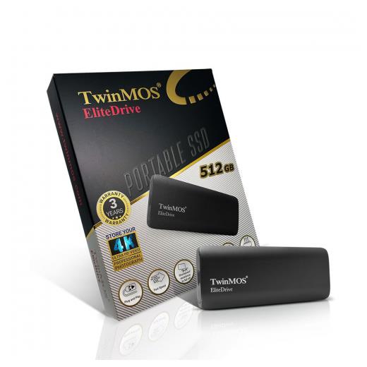 TwinMOS PSSDFGBMED32, 512GB, Taşınabilir External SSD, USB 3.2, Type-C (Dark Grey)