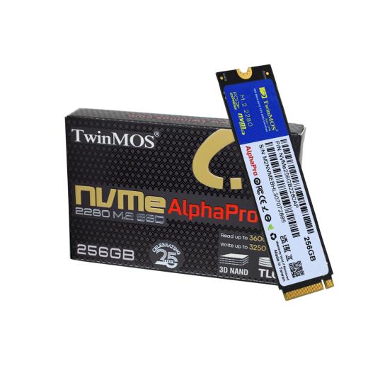 TwinMOS NVMe256GB2280AP, AlphaPro, 256GB, 3600-3250Mb/s, Gen3, NVMe PCIe M.2 2280, SSD,  TLC, 3DNAND