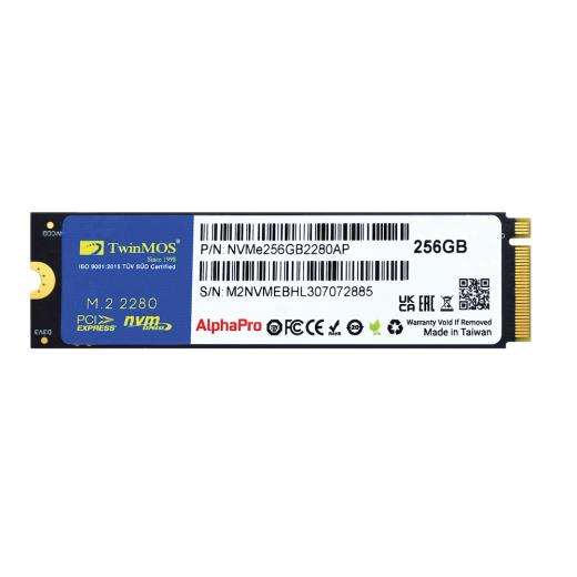 TwinMOS NVMe256GB2280AP, AlphaPro, 256GB, 3600-3250Mb/s, Gen3, NVMe PCIe M.2 2280, SSD,  TLC, 3DNAND