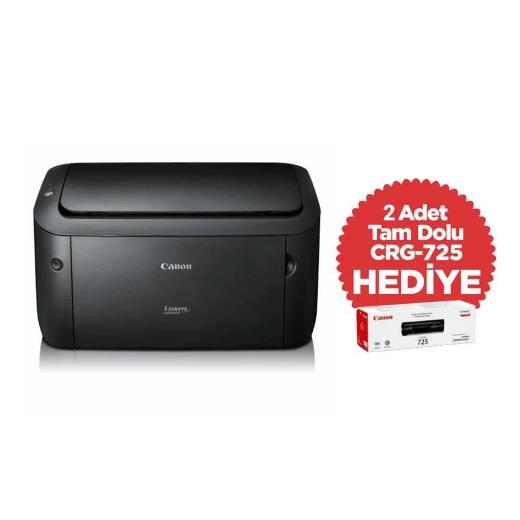 CANON i-SENSYS LBP6030B, Lazer Yazıcı (Siyah), Orjinal +2adet CRG725 Toner Hediyeli (Dakikada 18 Sayfa) ORİJİNAL TONERLİ