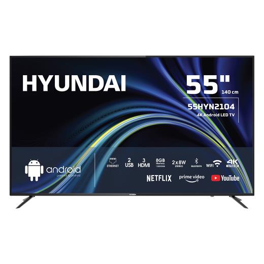 HYUNDAI 55HYN2104, 55" 140cm, 4K Ultra HD, Dahili Wi-Fi, Dahili Uydu Alıcılı, Android Led Televizyon