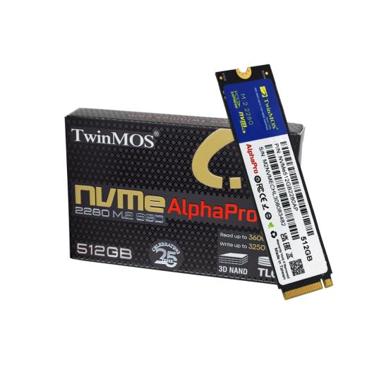 TwinMOS NVMe512GB2280AP, AlphaPro, 512GB, 3600-3250Mb/s, Gen3, NVMe PCIe M.2 2280, SSD, TLC, 3DNAND