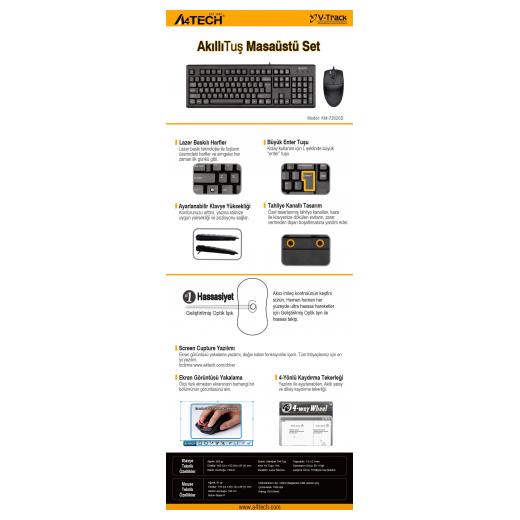 A4-Tech KM-72620D USB Standart Türkçe Q Klavye/Mouse Set