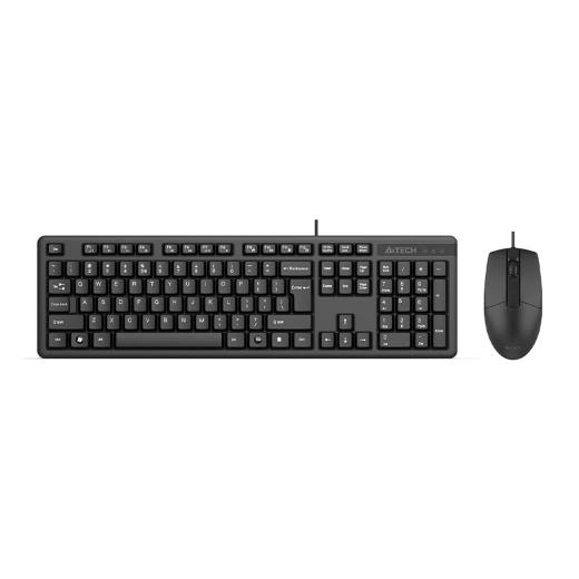 A4 TECH KR-3330, Siyah, USB Kablolu, Türkçe Q, Multimedya, Klavye Mouse Set