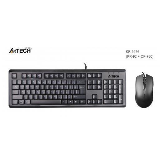 A4 TECH KR-9276, Siyah, USB Kablolu, Türkçe Q, Multimedya, Klavye Mouse Set