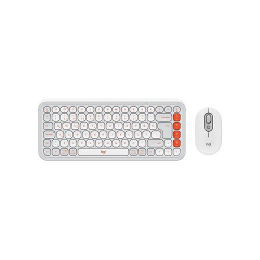 LOGITECH POP ICON COMBO, Beyaz-Turuncu, 920-013076, Kablosuz, Türkçe Q, Klavye Mouse Set