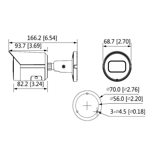 DAHUA IPC-HFW1230S-S-0360B-S4  2Mpix, 3,6mm Lens,  SD Kart, Starlight, H265+, 30Mt Gece Görüşü, IP67, PoE Bullet IP Kamera