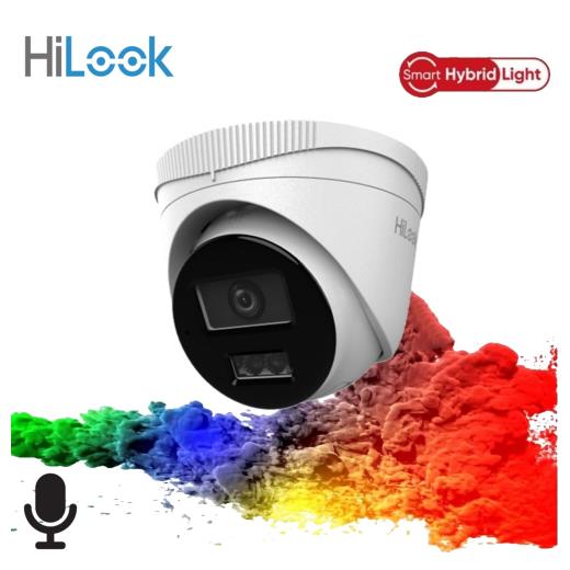 HILOOK IPC-T220HA-LUFC, 2Mpix, 2,8mm Lens, H265+, Dual Light, 20Mt Gece Görüşü, Dahili Mikrofon, IP67, PoE, Dome, IP Kamera