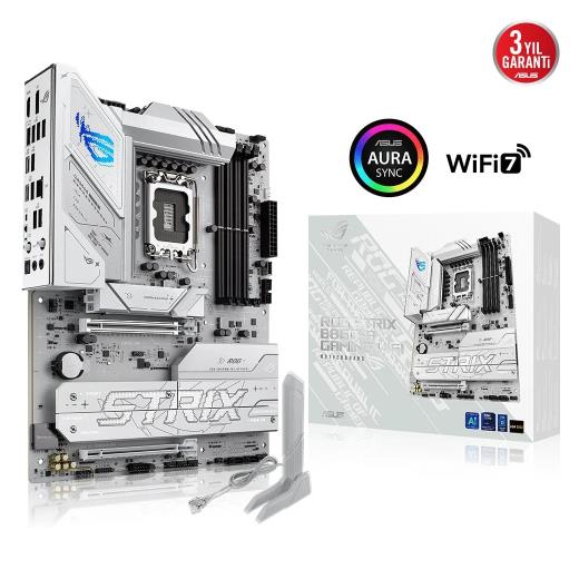 ASUS ROG STRIX B860-A GAMING WIFI, 4xDDR5, 4xM.2, HDMI, DP, Type-C, Wi-Fi 7, Bluetooth v5.4, Intel Core Ultra CPU(Seri 2), LGA1851 Soket, Gaming Anakart