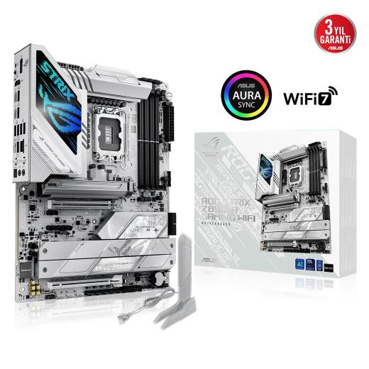 ASUS ROG STRIX Z890-A GAMING WIFI, 9066MHz OC, 4xDDR5, 5x M.2, HDMI, DP, 2xThunderbolt, 2xType-C, Wi-Fi 7, Bluetooth 5.4, Intel Core Ultra CPU(Seri 2), LGA1851 Soket, Gaming Anakart