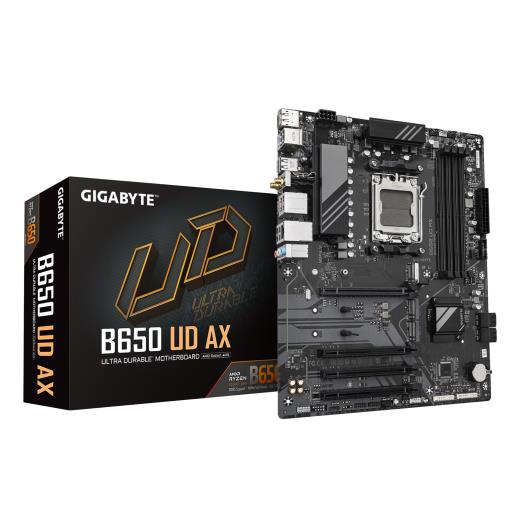 GIGABYTE B650 UD AX, 4xDDR5, 3xM.2, DP, HDMI, Type-C, Wi-Fi 6E, Bluetooth v5.3, AM5 Soket GAMING Anakart
