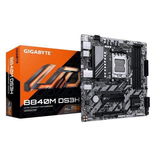GIGABYTE B840M DS3H, 4xDDR5, 2xM.2, 2xDP, HDMI, Type-C, AM5 Soket GAMING Anakart