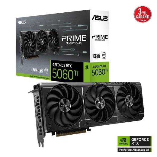ASUS PRIME-RTX5060TI-8G, 8Gb, 128Bit, GDDR7, 1xHDMI, 3xDP GAMING Ekran Kartı