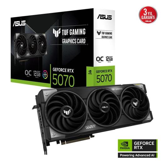 ASUS TUF-RTX5070-O12G-GAMING, 12Gb, 192Bit, GDDR7, 2xHDMI, 3xDP GAMING Ekran Kartı