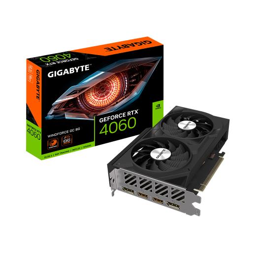 GIGABYTE GV-N4060WF2OC-8GD, RTX4060 WINDFORCE OC, 8Gb, GDDR6, 128BIT, 2 Fanlı, 2xHDMI, 2xDP, GAMING Ekran KARTI