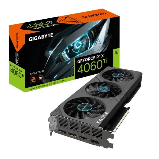 GIGABYTE GV-N406TEAGLE OC-8GD, RTX4060TI, EAGLE OC, 8Gb, GDDR6, 128BIT, 3 Fanlı, 2xHDMI, 2xDP, GAMING Ekran KARTI