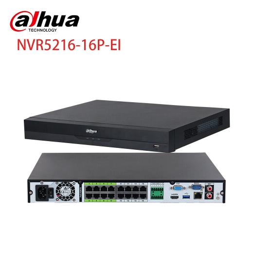 DAHUA  NVR5216-16P-EI, 16Kanal POE, 32Mpix, H265+, 2 HDD Desteği, 1080P Kayıt, 384Mbps Bant Genişliği, NVR