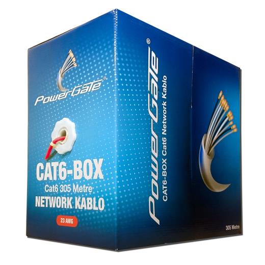 POWERGATE CAT6-BOX-RE, 23AWG, 0,57mm, UTP, CAT6 Kablo, 305m, Kırmızı
