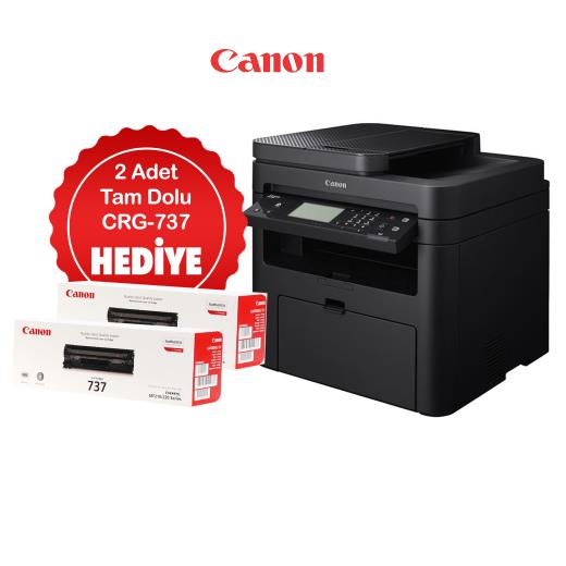 CANON i-SENSYS MF237W, Lazer Yazıcı, Tarayıcı, Fotokopi, Fax, Wifi, Lan + Orijinal 2 Adet CRG737 Toner Hediye, ORİJİNAL TONERLİ