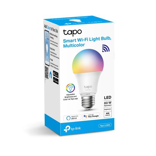 TP-LINK Tapo L530E, Wi-Fi, 60W, 806 Lümen, Çok Renkli, Akıllı Ampul