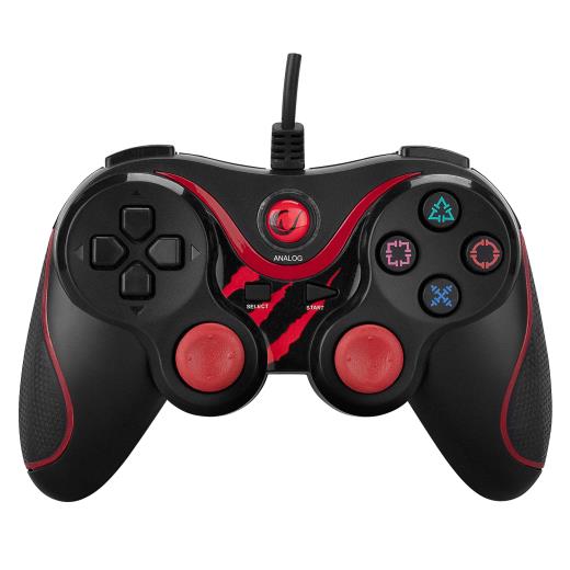 RAMPAGE SG-R601, Kırmızı, PC/PS3, 1.8mt Kablolu, Çift Titreşimli, GAMEPAD