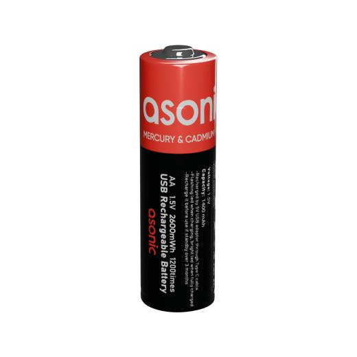 ASONIC PL1400, AA, Şarjlı Pil, 1.5Volt, 1400mAh/2600mwh, Type-C ile Kolay Şarj,  2 li Paket (USB To Type-C Kablo Hediye)