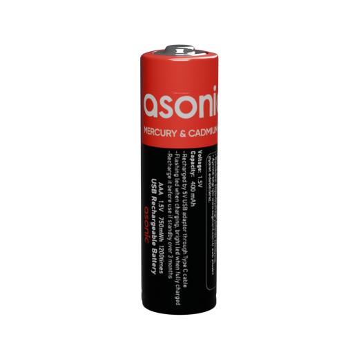 ASONIC PL400, AAA, Şarjlı Pil, 1.5Volt, 400mAh/750mwh, Type-C ile Kolay Şarj,  2 li Paket (USB To Type-C Kablo Hediye)