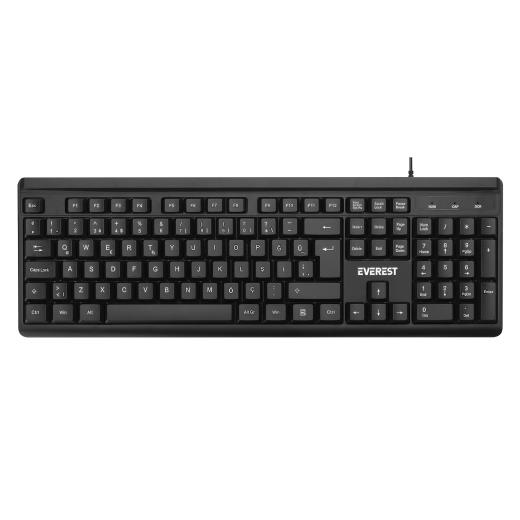 EVEREST KB-741, USB Kablolu, Türkçe Q,  2 metre Bakır Kablolu, Standart Klavye (Siyah)