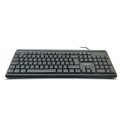 EVEREST KB-741F, USB Kablolu, Türkçe F,  2 metre Bakır Kablolu, Standart Klavye (Siyah)